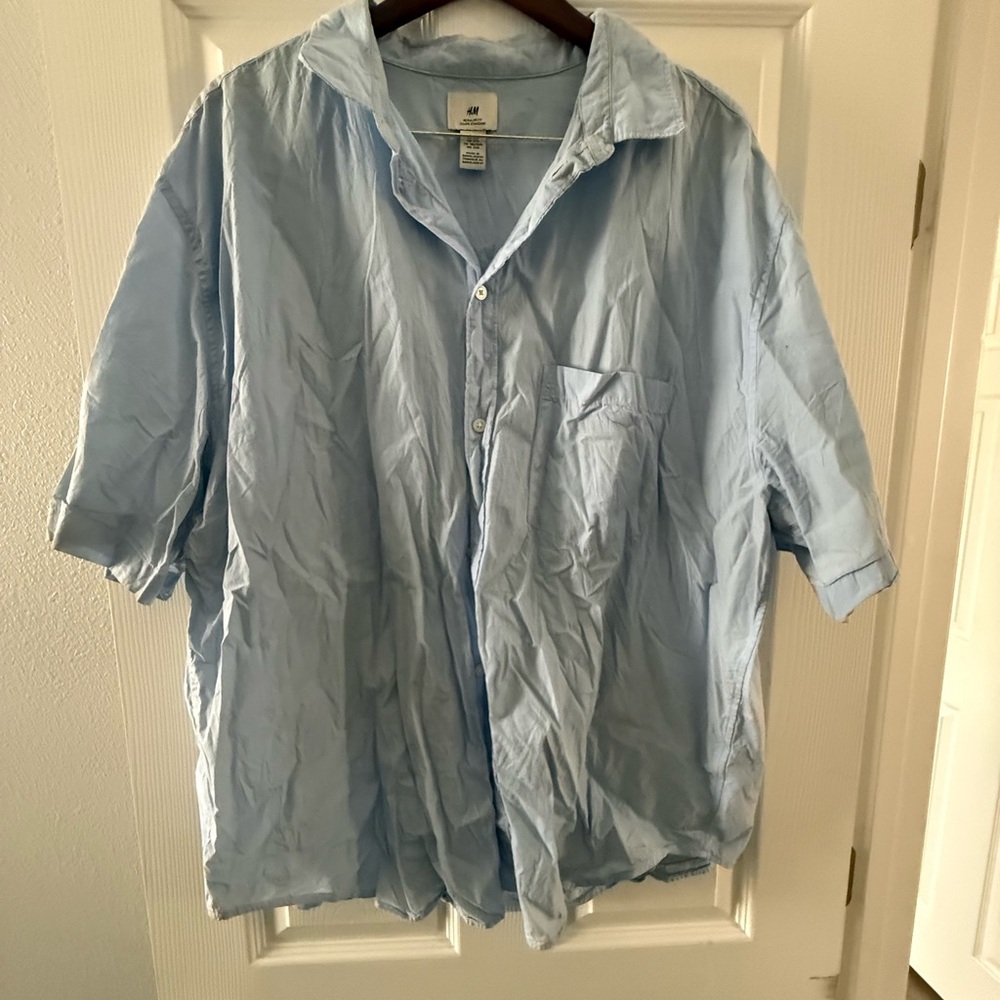 H&M Men's Sky Blue Short Sleeve Shirt Jacket
